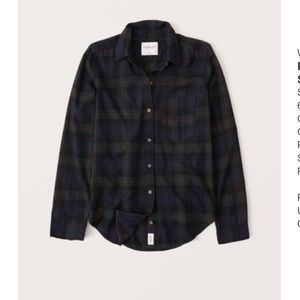 Abercrombie Flannel Shirt, XS, Green plaid